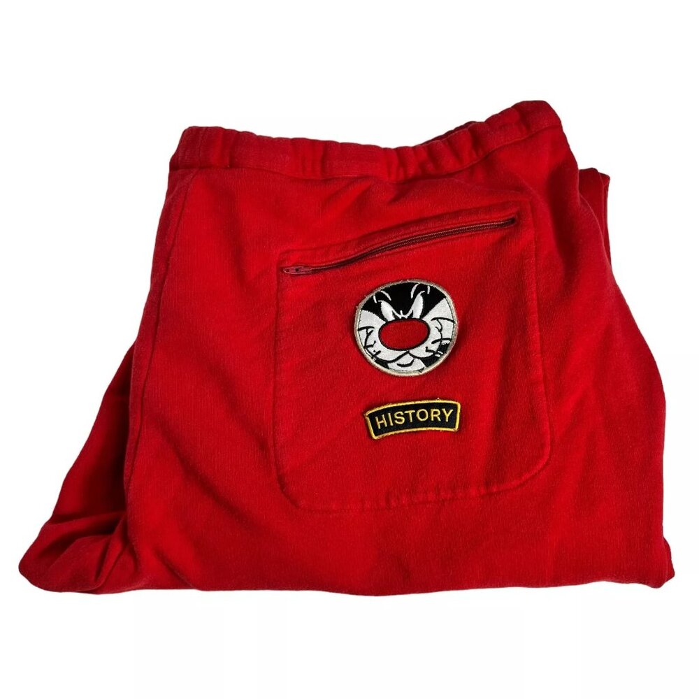 Vintage History Iceberg Mens Red High Looney Tunes Tweety Birds Embroidery Jogge